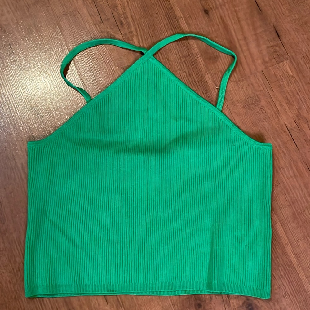 H&M green knit half tank.